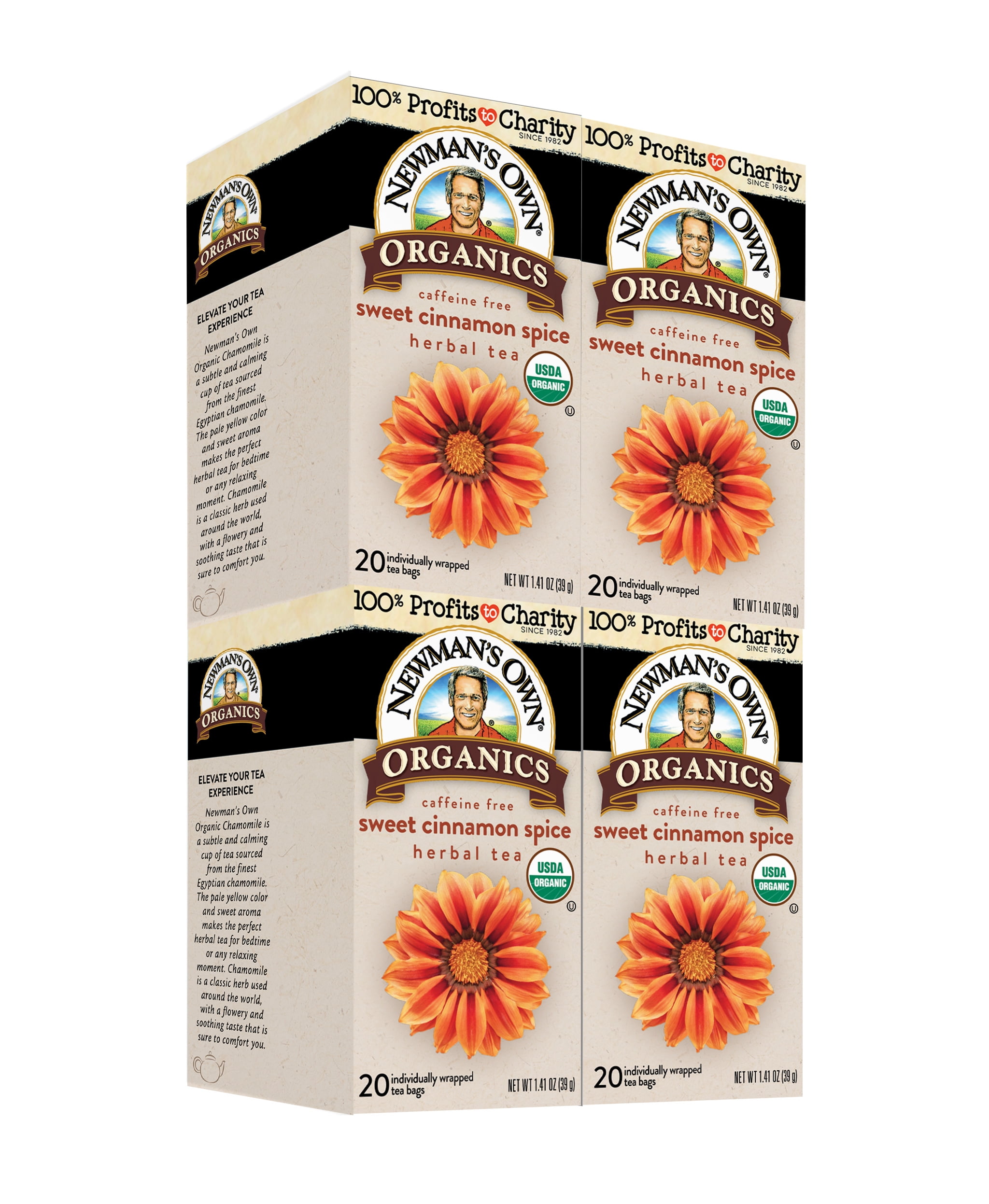 Newman's Own Organics Sweet Cinnamon Herbal Tea 20ct - 4 Pack