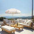 thumbnail image 2 of Lefedrasticity 6' White Boho Fringe Round Beach Umbrella, Outdoor Tilt UV Protection, 2 of 7
