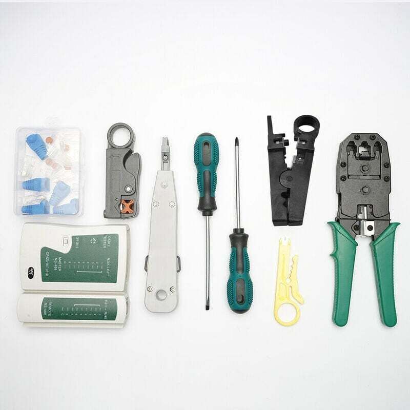 14pcs Portable Ethernet Network Hardware Bag Tool Network LAN Cable Crimping Pliers Tools Kit Network Repair Tool Set Dual-use Network Cables Tester
