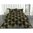 thumbnail image 2 of Ambesonne Palm Quilted Bedspread Set 3 Pcs, Modern Exotic Island Leaves, Queen, Dark Grey Mustard, 2 of 4