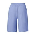 thumbnail image 7 of JJHGVB Cotton Linen Capris for Women Linen Shorts Elastic Waist Shorts Beach Cropped Trousers Pedal Pushers for Women Cotton Linen Pants Baggy Shorts Beach Resort Pants Below the Knee Sky Blue 3XL, 7 of 7