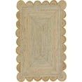 thumbnail image 3 of Yellow Scalloped Natural Jute Area Rug, Natural Red Boho Scallop Colored Trim, 3 of 4