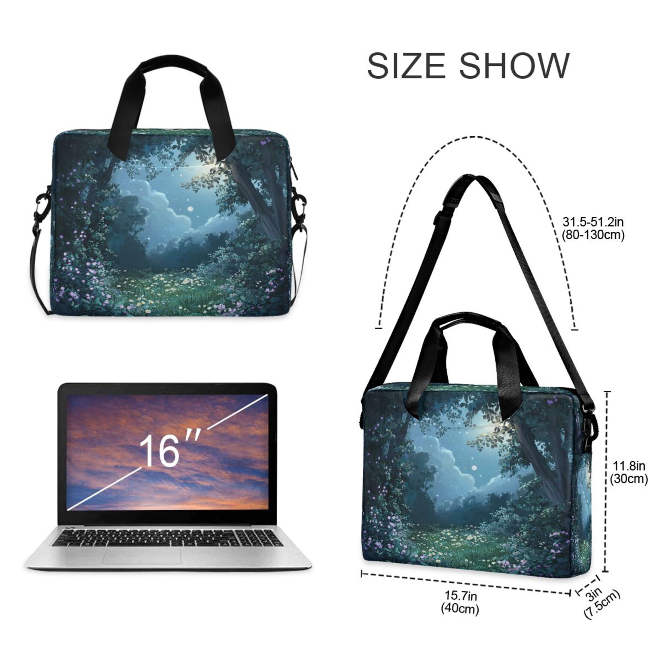 16" Laptop Tote Bag Laptop Sleeve Case Computer Briefcase for Work & Travel Magic Little Flower Scene