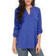 thumbnail image 2 of Guardurnaity Camisa de mujer con cuello en V Color sólido Top Verano Camisa V Casual Blusa suelta Prendas para la parte del cuerpo Azul METRO Guardurnaity AP003082-07, 2 of 6