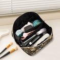 thumbnail image 2 of FORMRS Makeup Bag Travel Cosmetic Organizer for Women Fold Flat Zipper Pouch with Handle, Floral Lines, 2 of 8