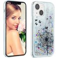 thumbnail image 3 of Case for iPhone 13, iPhone 13 Case Cute Pink Glitter Luxury Sparkle Liquid for Girls Women Quicksand Clear Soft TPU Protective Phone Case for iPhone 13 6.1 inch Dandelion, 3 of 10