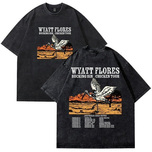 Wyatt Flores Bucking Bin Chicken Tour 2026 Merch Cotton T-Shirt Wash Tee Women Men Short Sleeve Crewneck Tee