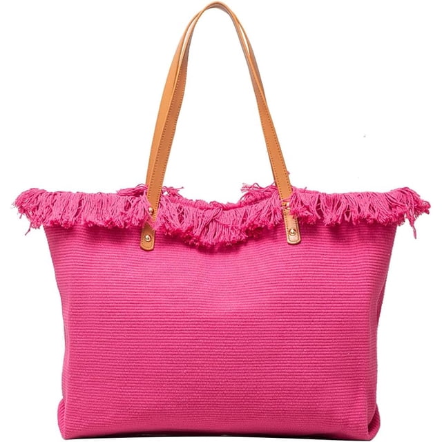 LHSHID Tote Bag for Women Cute Canvas Shoulder Bag Summer Vibe Beach Bag Casual Handbag Bohemian Hobo Bag with Tassels