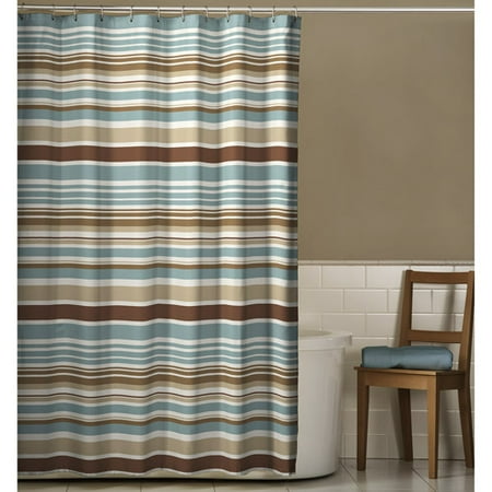Meridian Shower Curtain Mocha and Blue Walmart