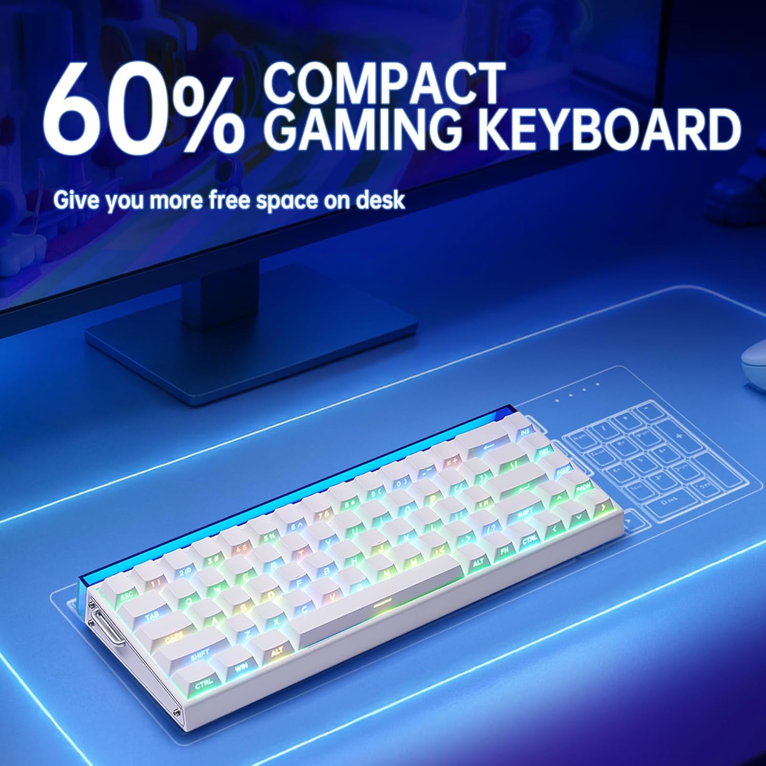 AULA Hero68 HE 60-Key Wired Hall Effect Gaming Keyboard, Magnetic Switch, RGB, Rapid Trigger and Response, Adjustable Actuation