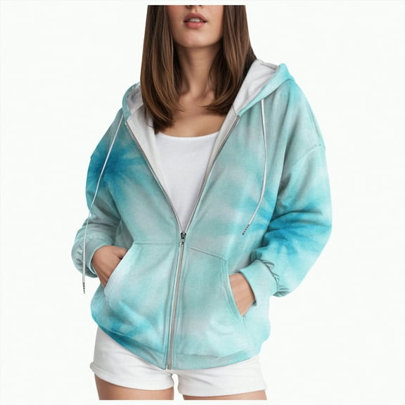UngA Zip Up Hoodie Women Oversized Fall Outfits 2025 Drawstring Zipper Hoodie Y2K Casual Loose Fit Long Sleeve Hoodies (Blue,4XL)