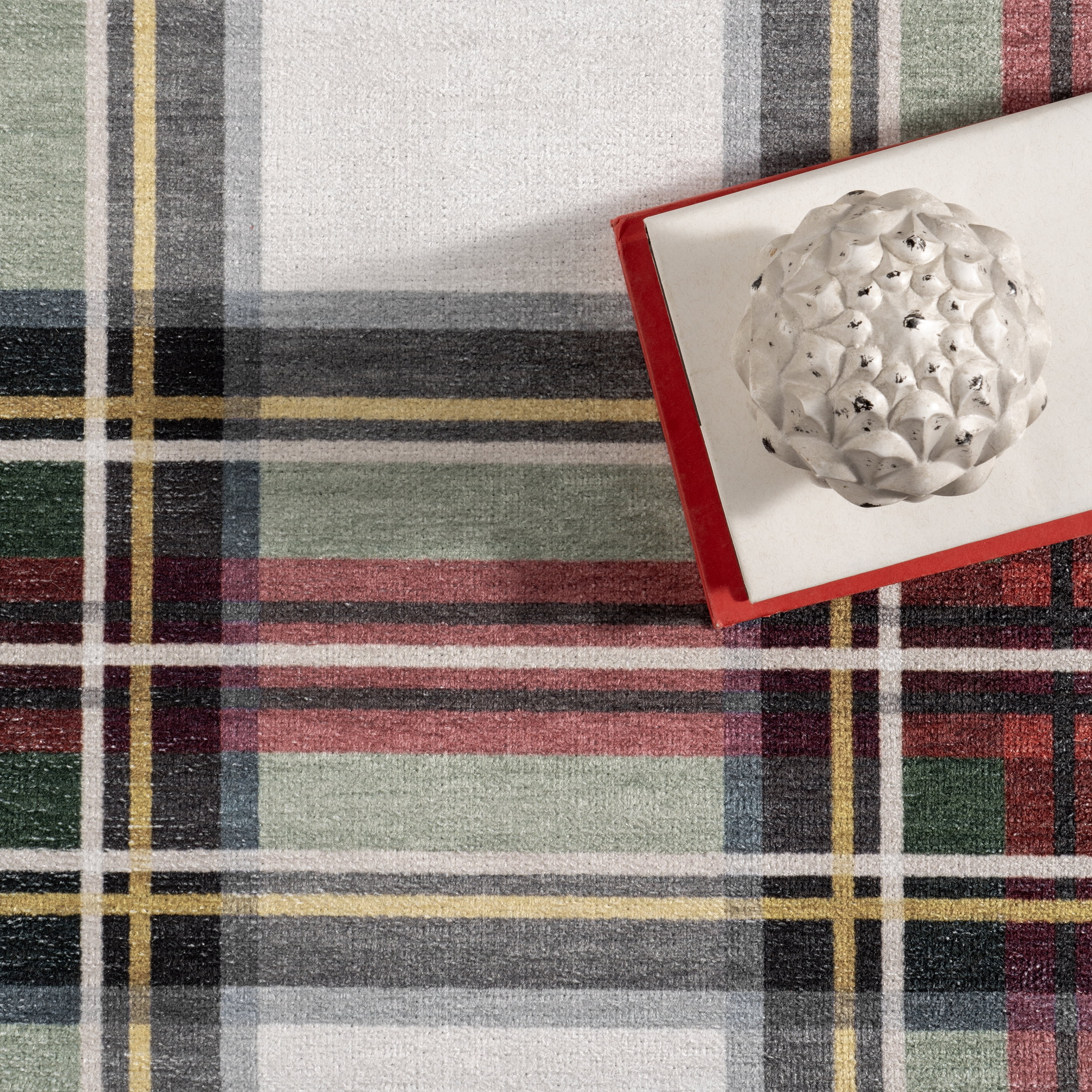 nuLOOM Analisse Stewart Plaid Machine Washable Area Rug, 4' x 6', Red