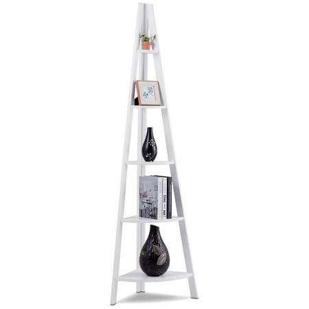 - Costway 5 Tier Corner Ladder Shelf Floor Stand Shelves Bookshelf Display Bookcase