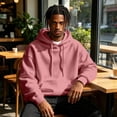thumbnail image 6 of Mens Hooded Fashion Long Sleeve Hoodies Casual Drawstring with Pockets Pullover Sweatshirt for Men Pink L, 6 of 7