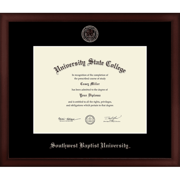 Southwest Baptist University Diploma Frame, Document Size 11" x 8.5"