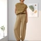 thumbnail image 5 of Pantalones Blusas de mujer Tops + Pantalones Moda de punto Sin mangas + Pantalones Trajes (Caqui XL) Cgtredaw Caqui T XL para Mujer, 5 of 6