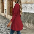 thumbnail image 5 of SSZMDLB Women Plus Size V Neck Long Sleeve Button Down Sweater Fall Winter Knitted Pullover Tops Casual Ribbed Basic Blouse, Red 2XL, 5 of 9