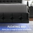 thumbnail image 4 of Homfa Full Floating Bed with Lights, LED Platform Bed Frame with Under Bed Storage, PU Leather Adjustable Tufted Upholstered Bed, Black, 4 of 10