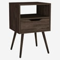 thumbnail image 4 of Newboti Furniture Nightstand 25"H, Superior Top, Four Legs, One Open Shelf, One Drawer, Dark Walnut 45285, 4 of 8
