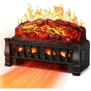 AGLUCKY Electric Fireplace Log Set Heater 21IN, Remote Control, Flame Brightness Adjustable, Realistic Ember Bed
