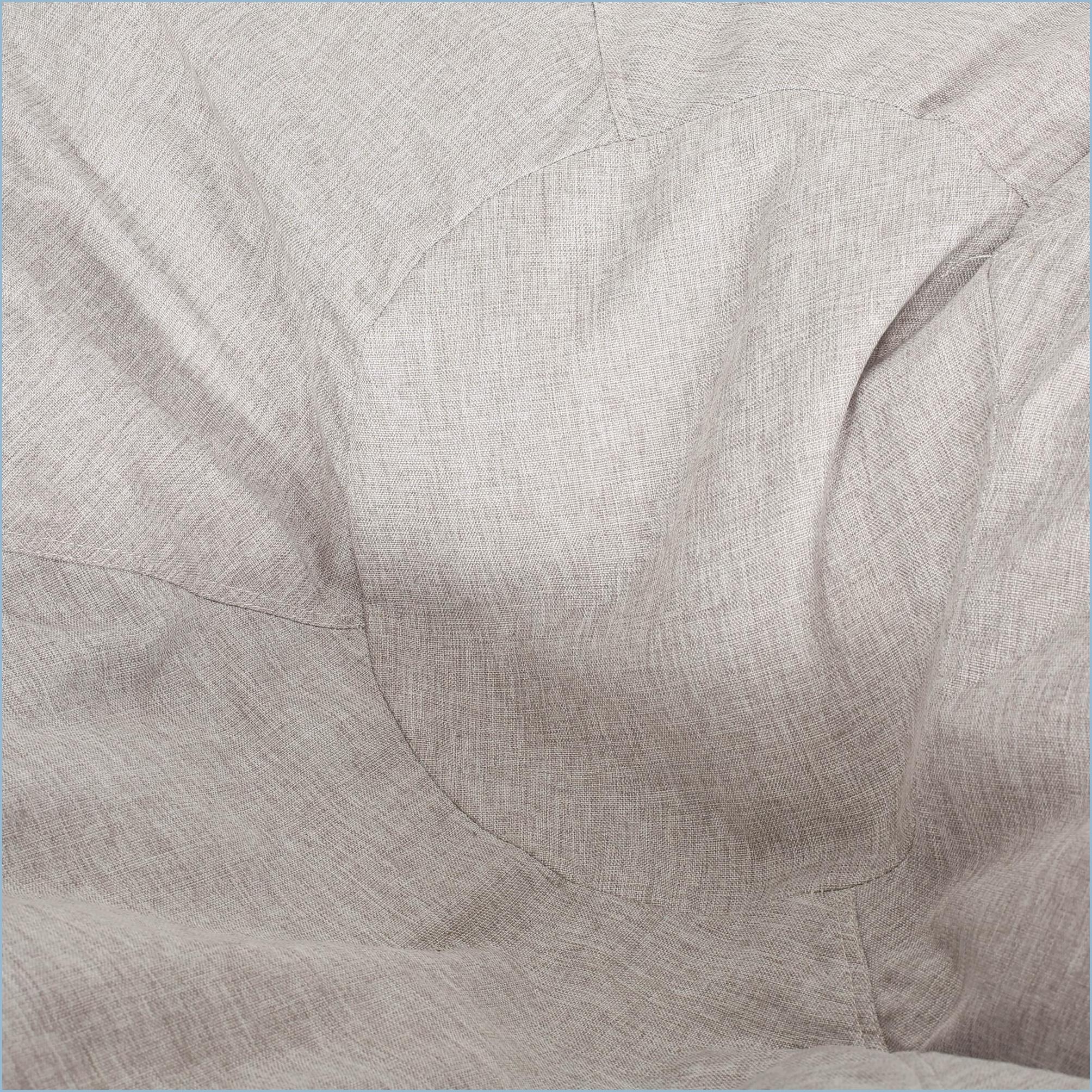 5 Foot Bean Bag Chair for Adults – Fabric & Faux Leather Lazy Sofa | Light Grey+Brown | Round