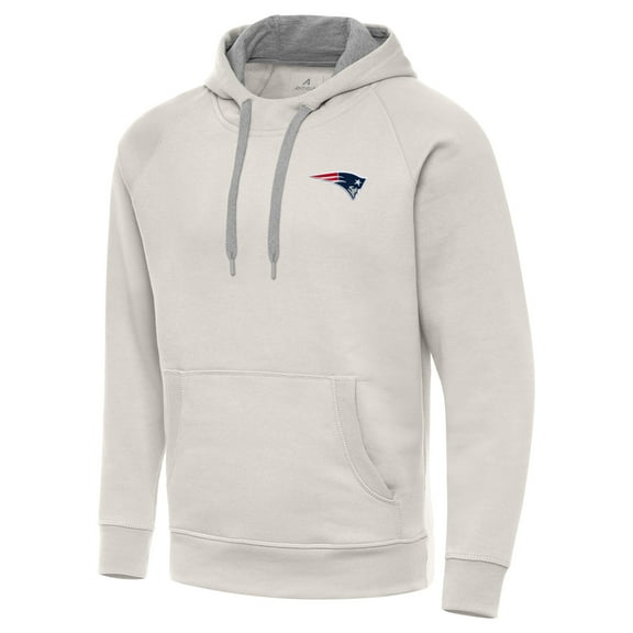 Men's Antigua Cream New England Patriots Victory Raglan Pullover Hoodie