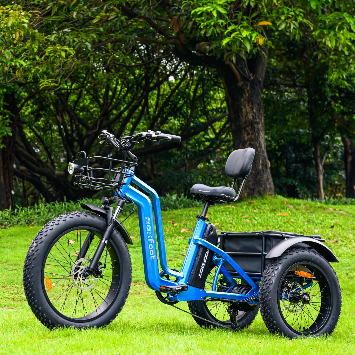MAXFOOT MF32 Electric Tricycle for Adults, 750W Rear Drive Motor 3 Wheel Electric Bicycle with Suspension Fork, 85 Miles, 48V 20Ah UL Certified Battery, Fat Tire Electric Trike with Rear Differential