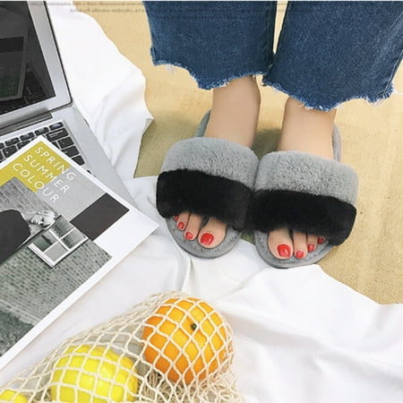

Fsqjgq Boho Sandals Womens Slippers Shoes Sandals for Wide Feet Women Womens Flat Non-Slip Soft Fluffy Flat Slipper Flip Flop Sandal Ankle Gray Size 38