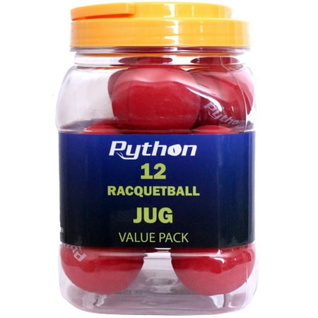 Python Red Racquetballs (Value Pack - 12 Ball Jug/Lightning Fast!)