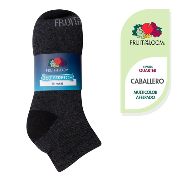 Calcetas Fruit Of The Loom para Hombre, Quarter Afelpado y Anatómico 5 Pares Multicolor Unitalla