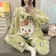 thumbnail image 5 of Disney Mickey Mouse invierno nuevo pijama de franela para mujer pijamas de seda conjunto de ropa de descanso térmica y de terciopelo de dibujos animados para mujer HelloKitty, 5 of 5