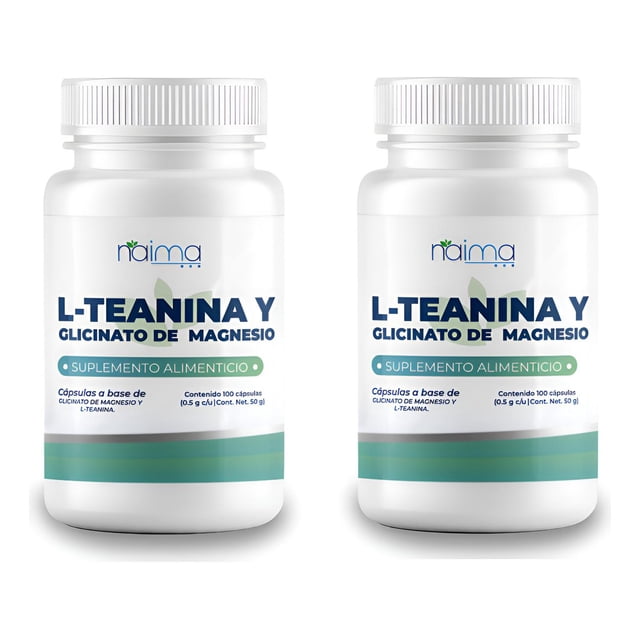 L- Teanina Y Glicinato De Magnesio 500 Mg -200 Cápsulas Pack Sin Sabor