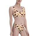 thumbnail image 2 of Bikini Sets For Women, Brown Beige Chocolate Print High Waisted Bikini Sets Bathing Suit 2-Piece Drawstring Swimsuit, 2 of 2