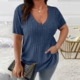 thumbnail image 4 of Naotn Summer Ribbed Tops for Women Fashion Casual V Neck Short Sleeve Shirts Trendy Holiday Tunic Blouses, 4 of 7
