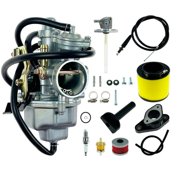 Carburetor Replacement For Honda TRX250 Recon 250 1997-2001 TRX250TE TRX250TM 2002-2007 ATV Carb, with Oil Filter, Air Filter, Fuel Valve Petcock, Throttle Cable, Spark Plug 16100-HM8-B01