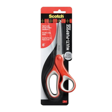 Scotch Multipurpose Scissors, 8in., Pointed, Gray/black