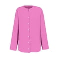 thumbnail image 6 of Pink Women Shirts, Womens Daily Casual Linen Shirts Long Sleeve Shirts Tops Casual Blouses Loose Fit Shirt,Women Shirts L, 6 of 6