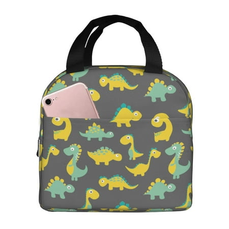 Insulated Lunch Bag for Women Men - cute Dinosaur yellow Leakproof Cooler Lunch Box for Women Men  Lunch Tote Bags for Work School Picnic Travel