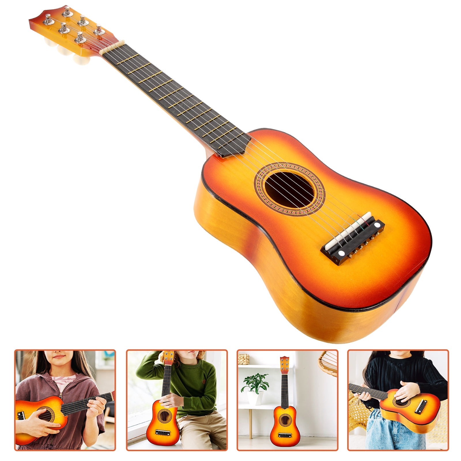 Nestingho 21 Inch Acoustic Guitar Small Size Portable Wooden Guitar for Children Kids (Sun Color)