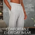 thumbnail image 3 of Essential Elements Pajama Pants for Men - 3 Pack Pajama Bottoms - 100% Cotton Lounge Pants, Comfortable PJ Pants, 3 of 8