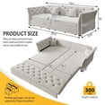 thumbnail image 4 of FFH Sofa Bed Queen Pull Out, 74.4" Convertible Sleeper Sofa with Flower Tufted Design, Velvet Couch for Living Room, Gray, 4 of 15