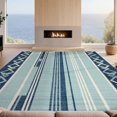 thumbnail image 2 of Design&I 8'x10' Washable Area Rug Sleek Flatweave Pet Friendly Recycled Herringbone Diagonal Contemporary Nautical Navy for King Size Bedroom, Under Bed, 2 of 7