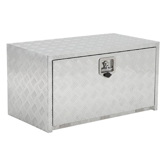 24 x 18 x 18 Inch Aluminum Underbody Truck Tool Box, Heavy Duty Waterproof Trailer Tongue Box with Lock and Keys, Storage Organizer Chest for Pickup Truck Bed, RV, Silver