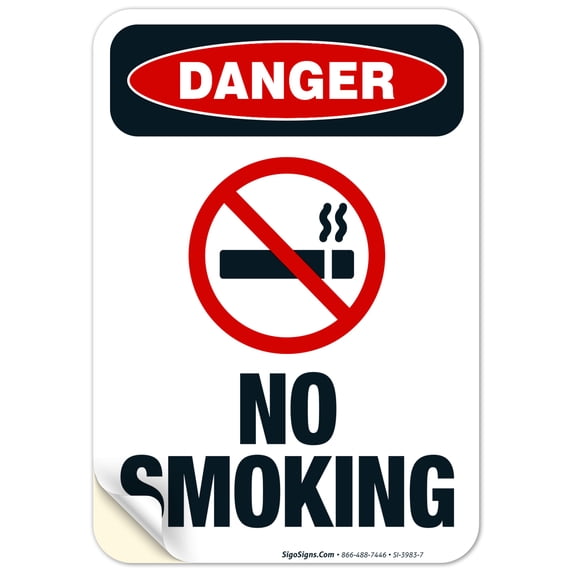 No Smoking Sign, OSHA Danger Sign, (SI-3983) 10x7 Vinyl Sticker
