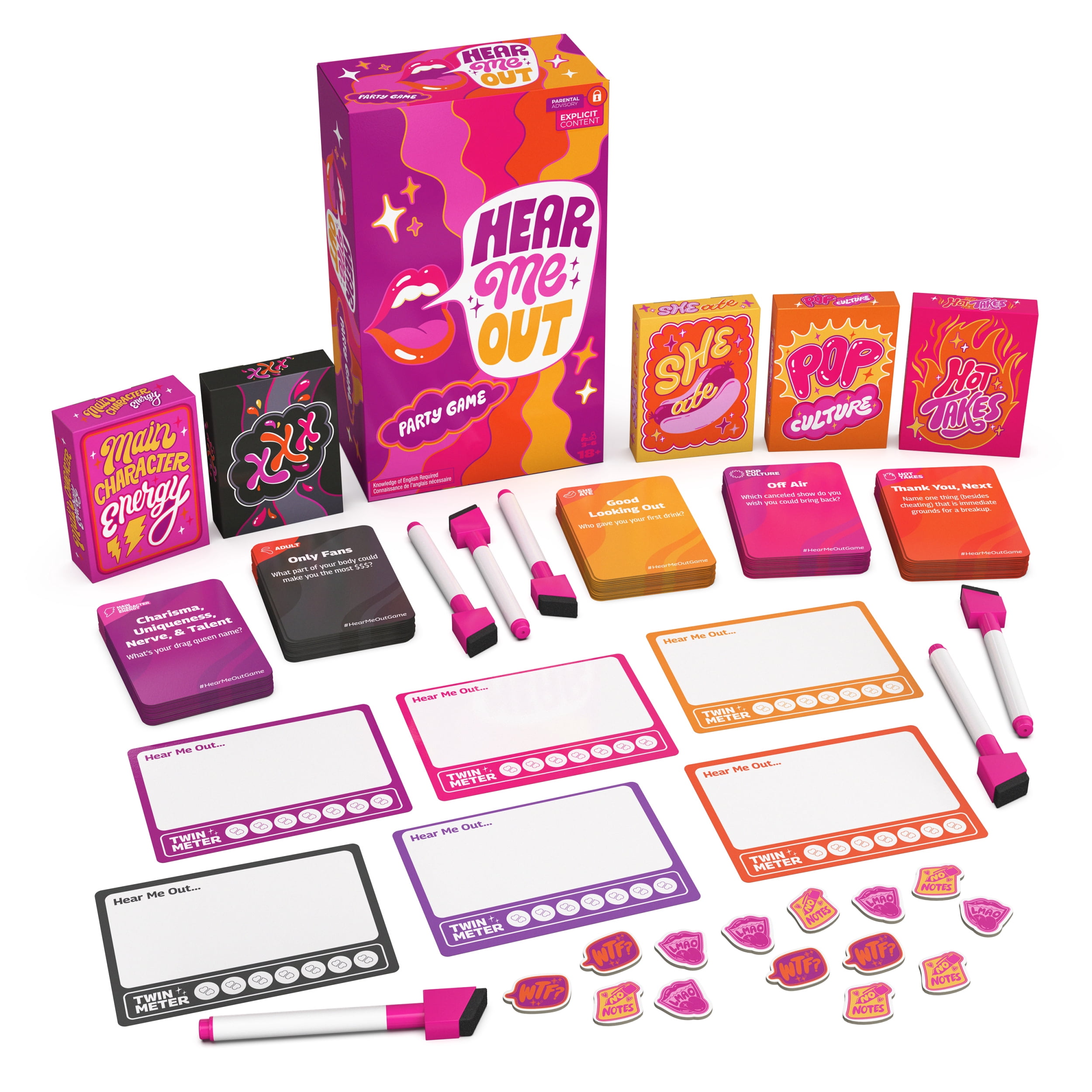 Spin Master Games, Hear Me Out – Defend Hot Takes with Deeply Unserious Questions & Deeply Serious Opinions, Bachelorette Party, Galentine's Day Party, Adult Card Game, 3-6 Players, for Ages 18 & Up