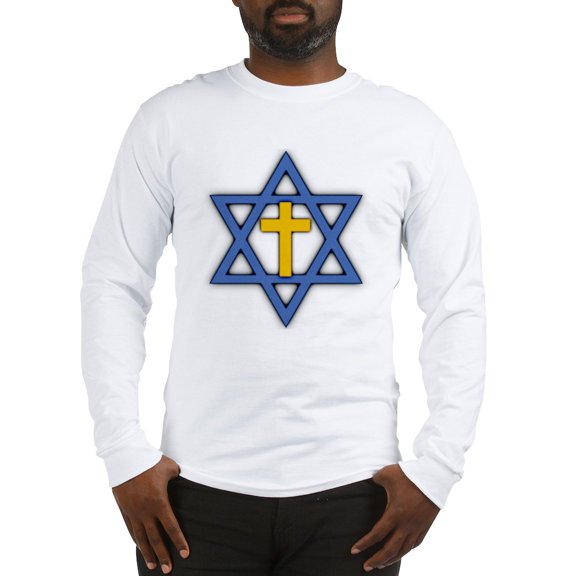 CafePress - Star Of David With Cross Long Sleeve T Shirt - Unisex Cotton Long Sleeve T-Shirt