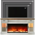 thumbnail image 6 of DreamCurship Fireplace TV Stand for TVs up to 80", Farmhouse TV Stand with Electric Fireplace, Glass Door Entertainment Center with Led Light, Media Console Table for Living Room, White, 6 of 7