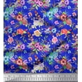 thumbnail image 1 of Soimoi Rayon Fabric Leaves, & Rose Floral Print Sewing Fabric Yard 56 Inch Wide, 1 of 1