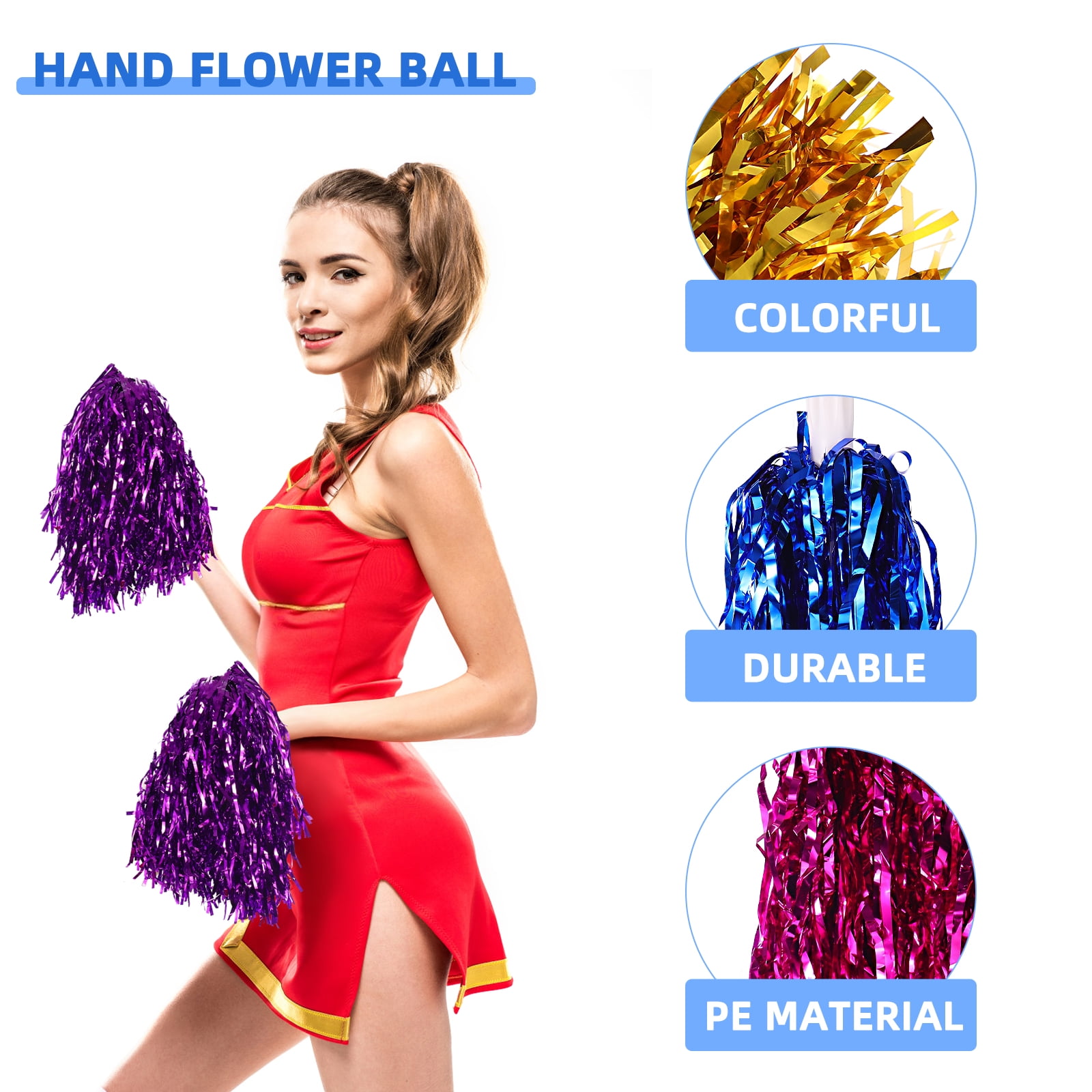LITINKIMI 28PCS Dazzling Cheerleading Pom Poms Plastic Events Handheld Design
