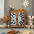 thumbnail image 4 of Alpha Joy Rustic 2-Door Accent Cabinet, Wood Storage Cabinet with Shelves in Porcelain Pattern for Entryway, Dining Room, Blue & White, 4 of 7